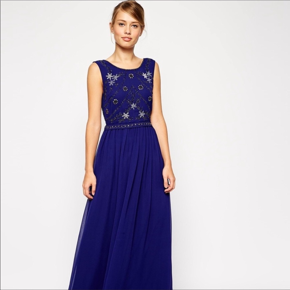 ASOS royal blue embellished tulle dress